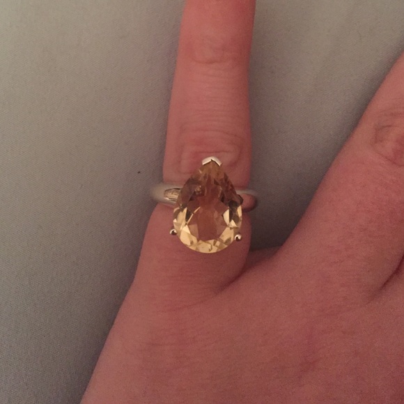 Sterling Silver Pear Shaped Citrine Ring size 6❤️ - Picture 3 of 4